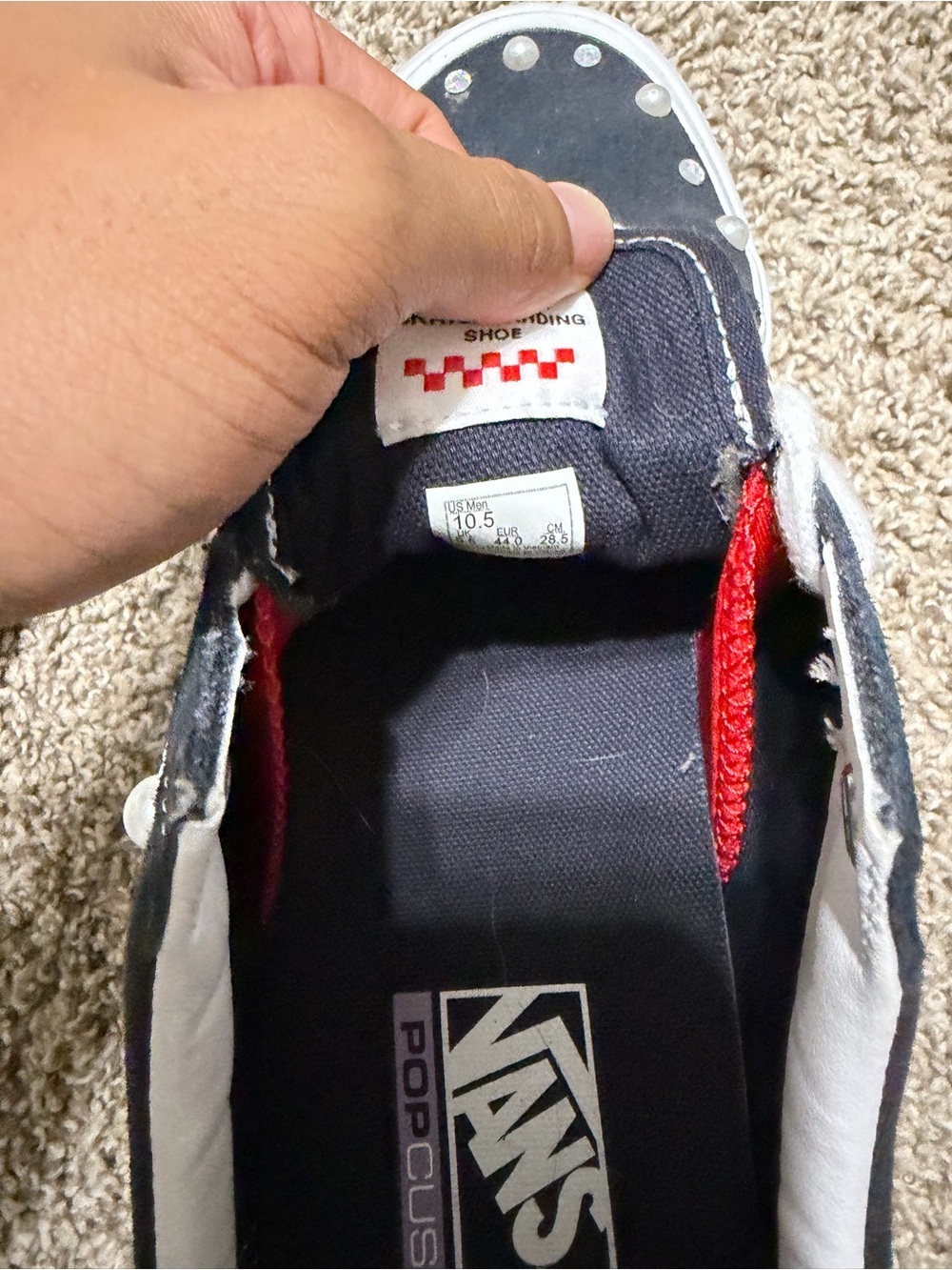 Vans Kids Black & White Skate Sneaker with Red Lining